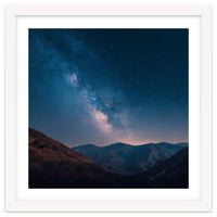 Majestic Milky Way Galaxy over Serene Mountain Range Night Landscape Illustration
