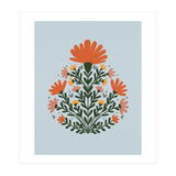 Symmetrical floral bouquet - orange and green (Print Only) thumbnail