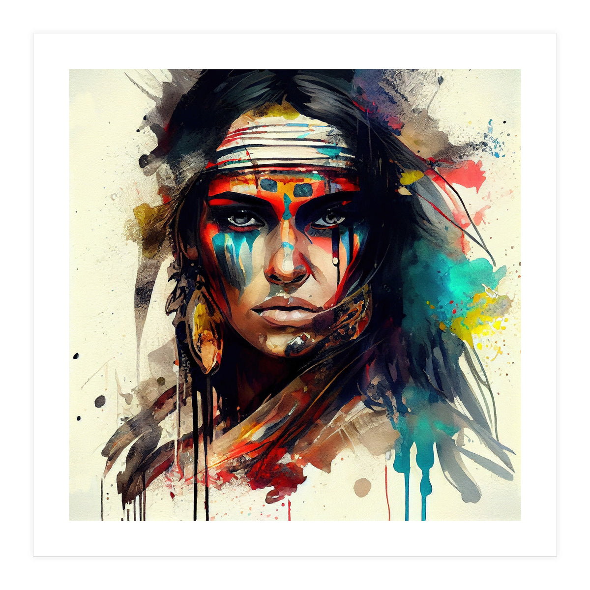 Powerful American Native Woman #2 (Print Only)