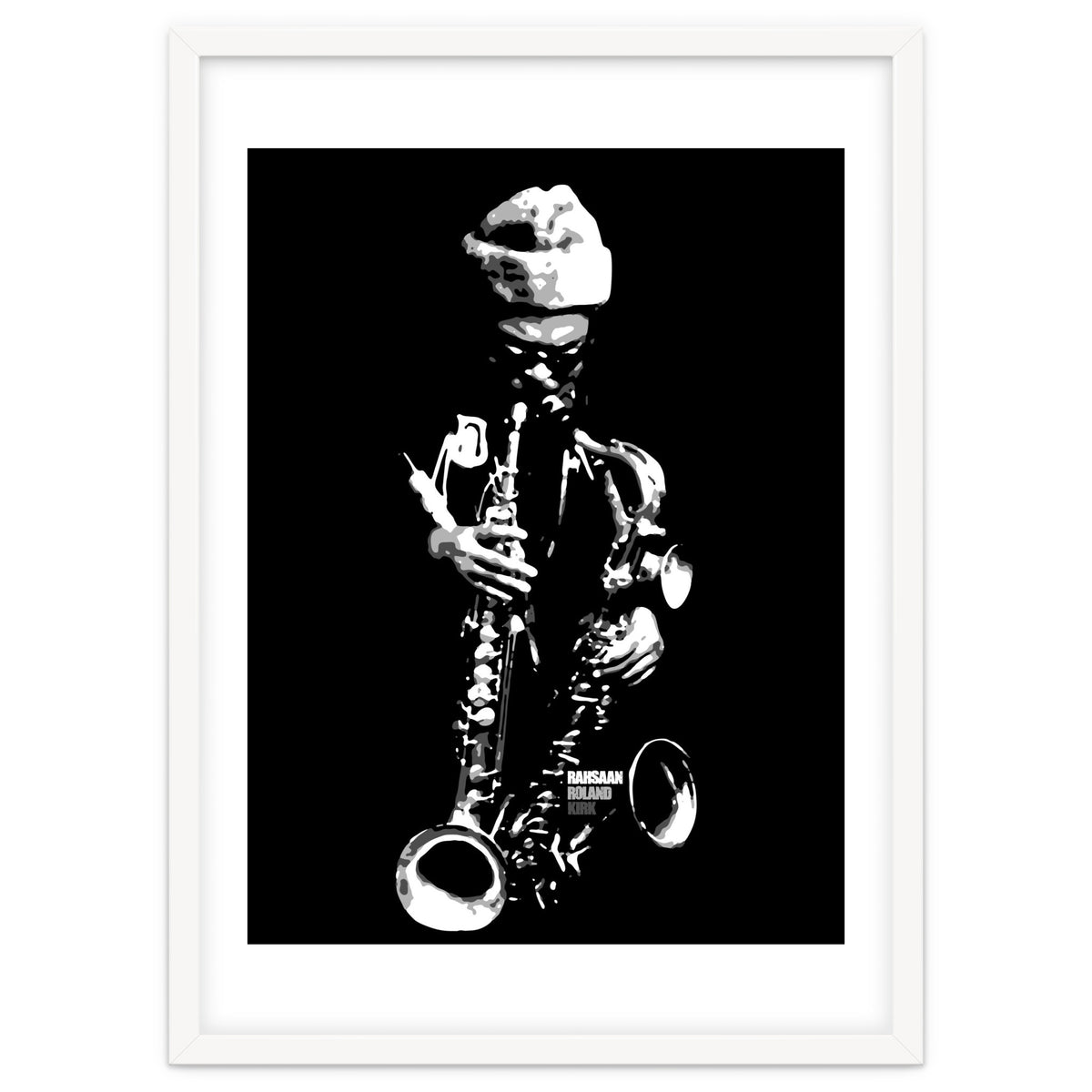 Rahsaan Roland Kirk Jazz Music Legend in Grayscale