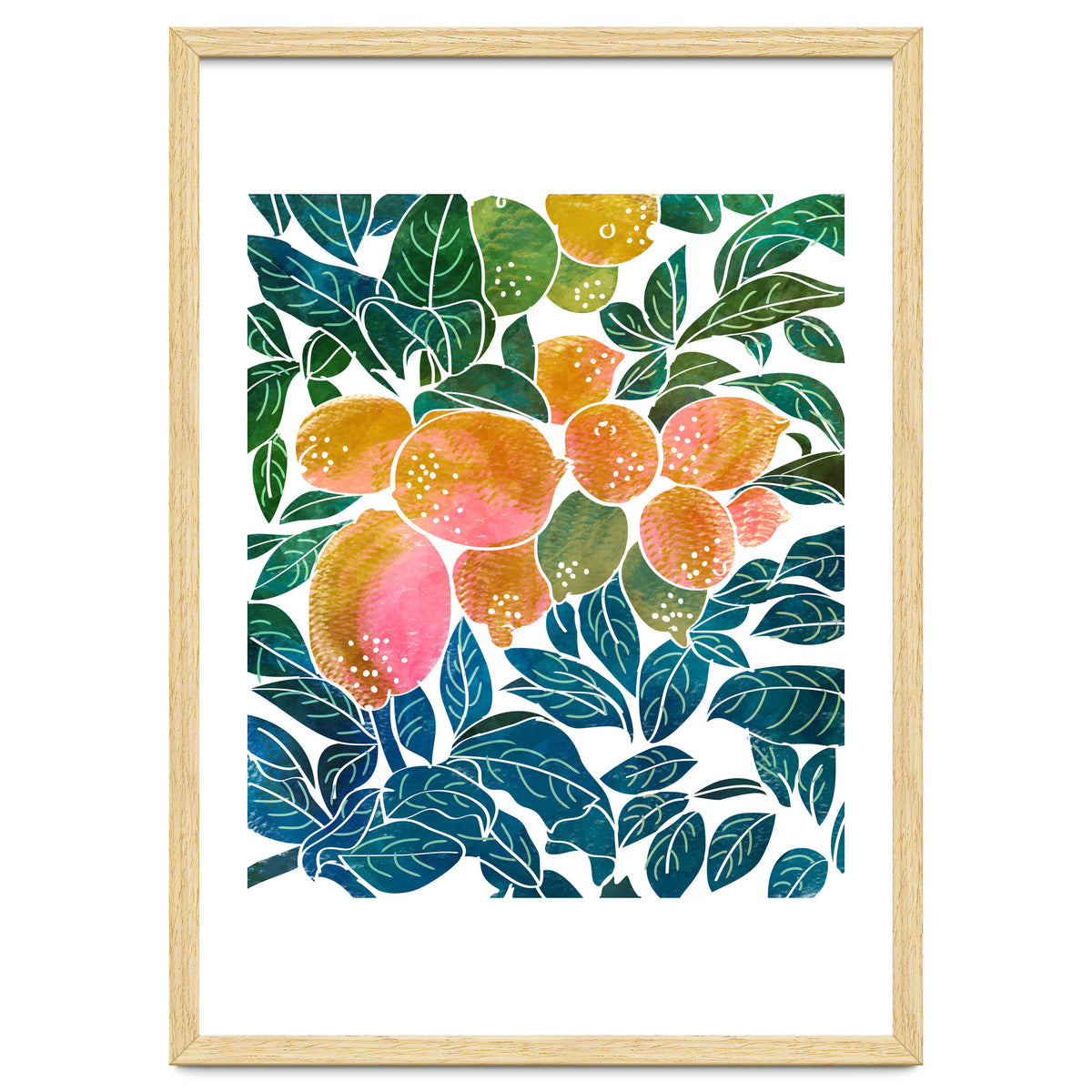 Lemons | Watercolor Modern Boho Botanical Painting | Pastel Summer Jungle Garden Juicy Fresh