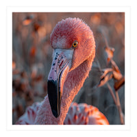 Close Up Of A Pink Flamingo Head In Sunlight (Print Only)