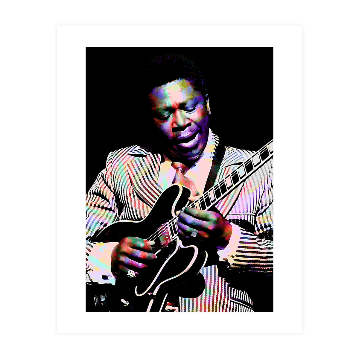 BB King. American Blues Guitarist in Colorful Art (Print Only)