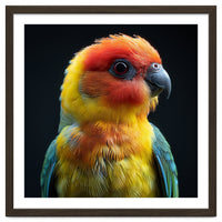 Vibrant Sun Conure Parrot Close Up Portrait