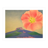 Georgia O’Keeffe – Hollyhock Pink with Pedernal (1937) | Vibrant Modernist Floral Landscape of New Mexico (Print Only) thumbnail