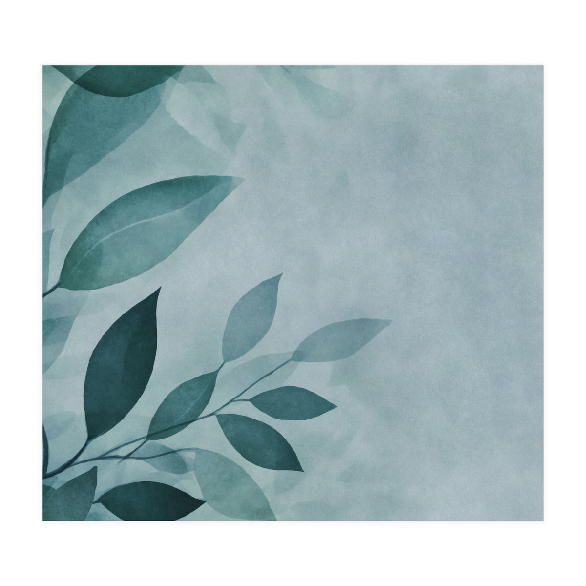 Gentle Leaf Whispers Teal (Print Only)