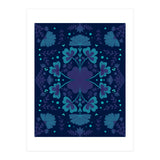 Clovers And Flowers Night Blue (Print Only) thumbnail