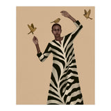 Woman With Birds And Zebra Pattern Dress (Print Only) thumbnail