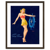Pinup Girl Is Posing With A Steering Wheel thumbnail