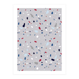 Modern Gray Blue Rounded Terrazzo (Print Only) thumbnail