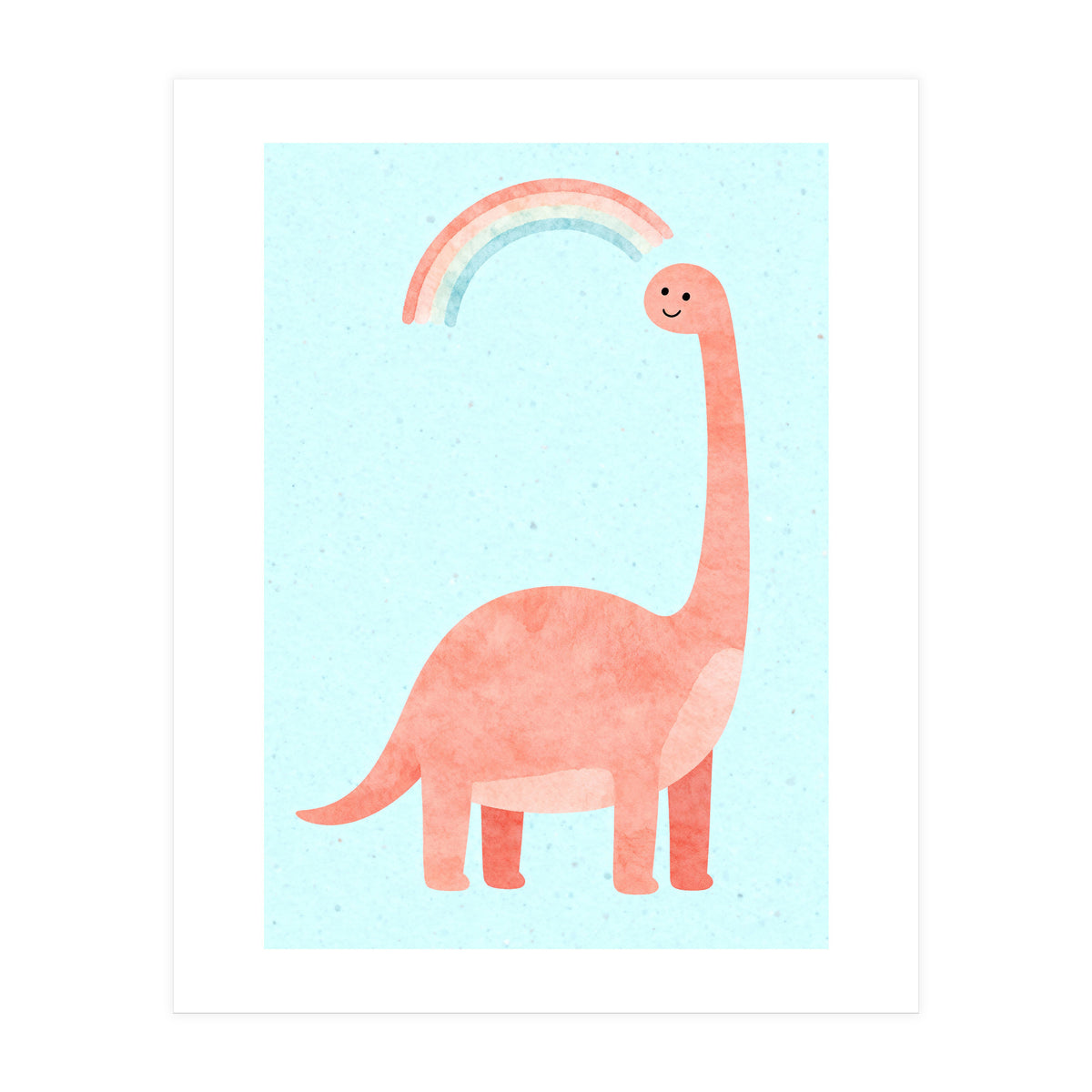 Rainbow Dinosaur Nursery Art, Cute diplodocus Watercolor, Pink Dino Illustration (Print Only)
