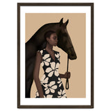 Woman In Bold Print With Black Horse thumbnail