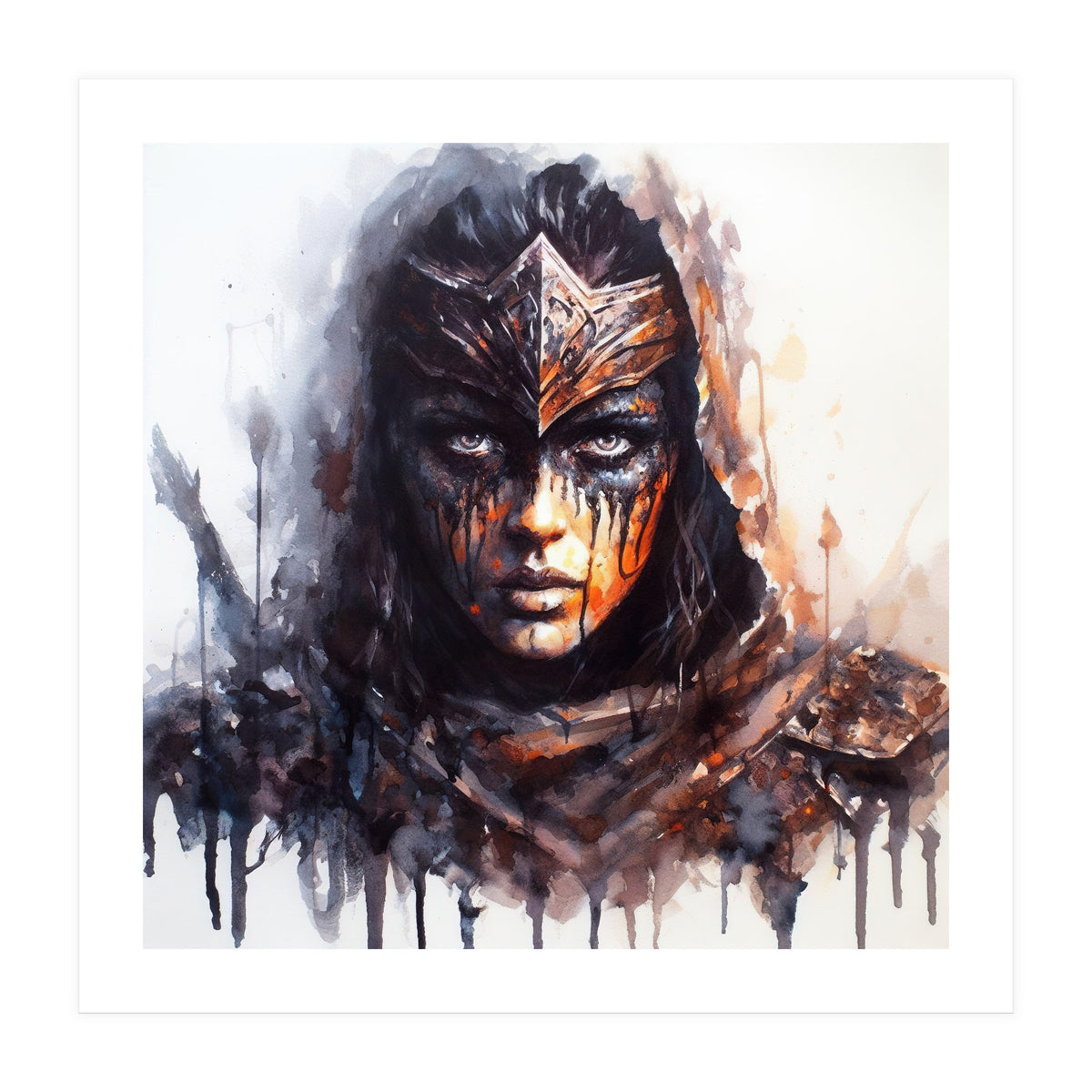 Armored Medieval Warrior Woman (Print Only)