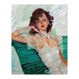 Girl Is Resting On A Green Bench, Watercolor Painting (Print Only) thumbnail