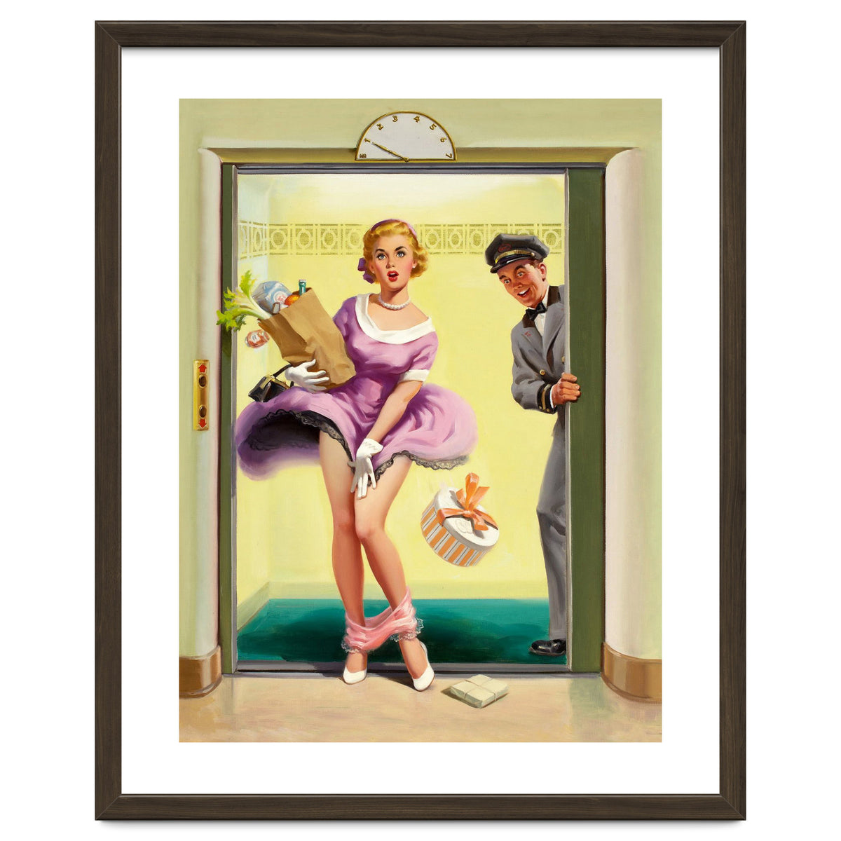 Pinup Sexy Girl Had Accident While Leaving The Elevator