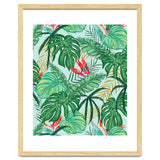 The Tropics | Jungle Botanical Bird of Paradise Illustration | Forest Palm Monstera Banana Leaves thumbnail