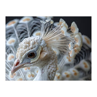 Close Up Albino Peacock Bird Portrait (Print Only)