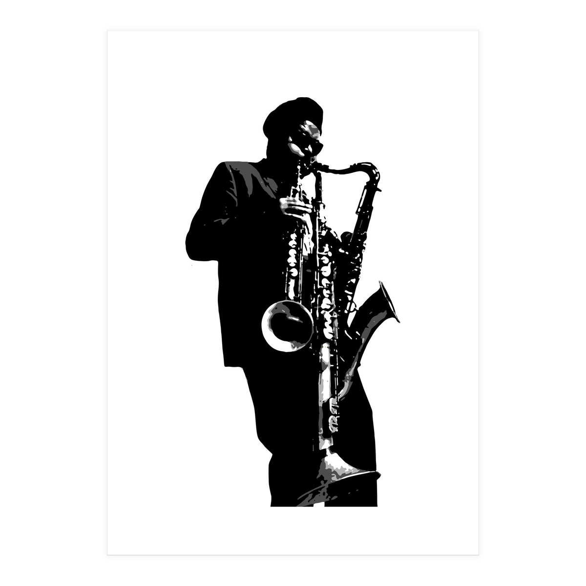 Rahsaan Roland Kirk Jazz Music Legend in Grayscale (Print Only)