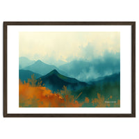 Long Title Misty Blue Mountain Range Landscape