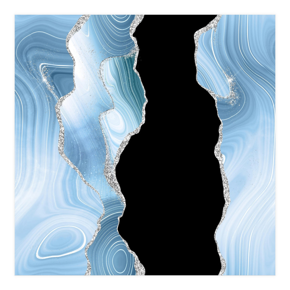 Blue & Silver Agate Glitter Texture 01 (Print Only)