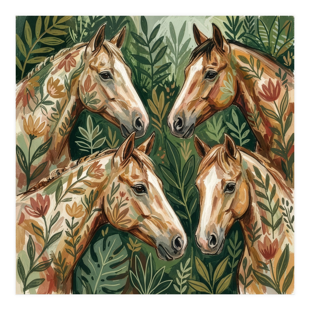 Majestic Floral Horses (Print Only)