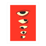 Abstract Eyes on Red Background (Print Only) thumbnail