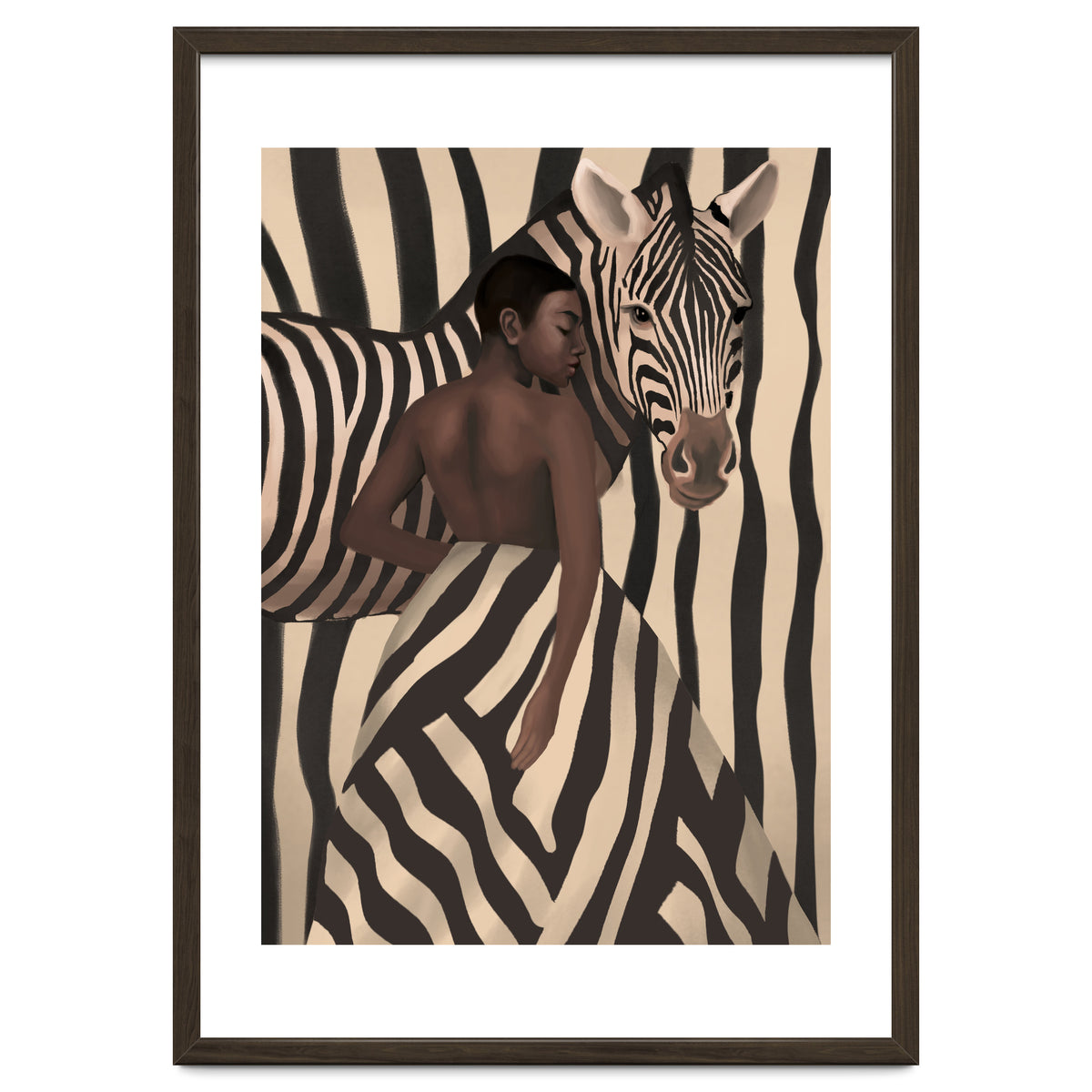 Woman And Zebra In Bold Stripes