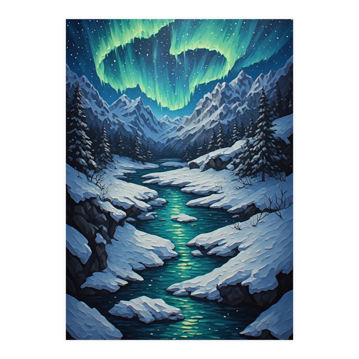 Ethereal Northern Lights: Arctic Winter Valley (Print Only)