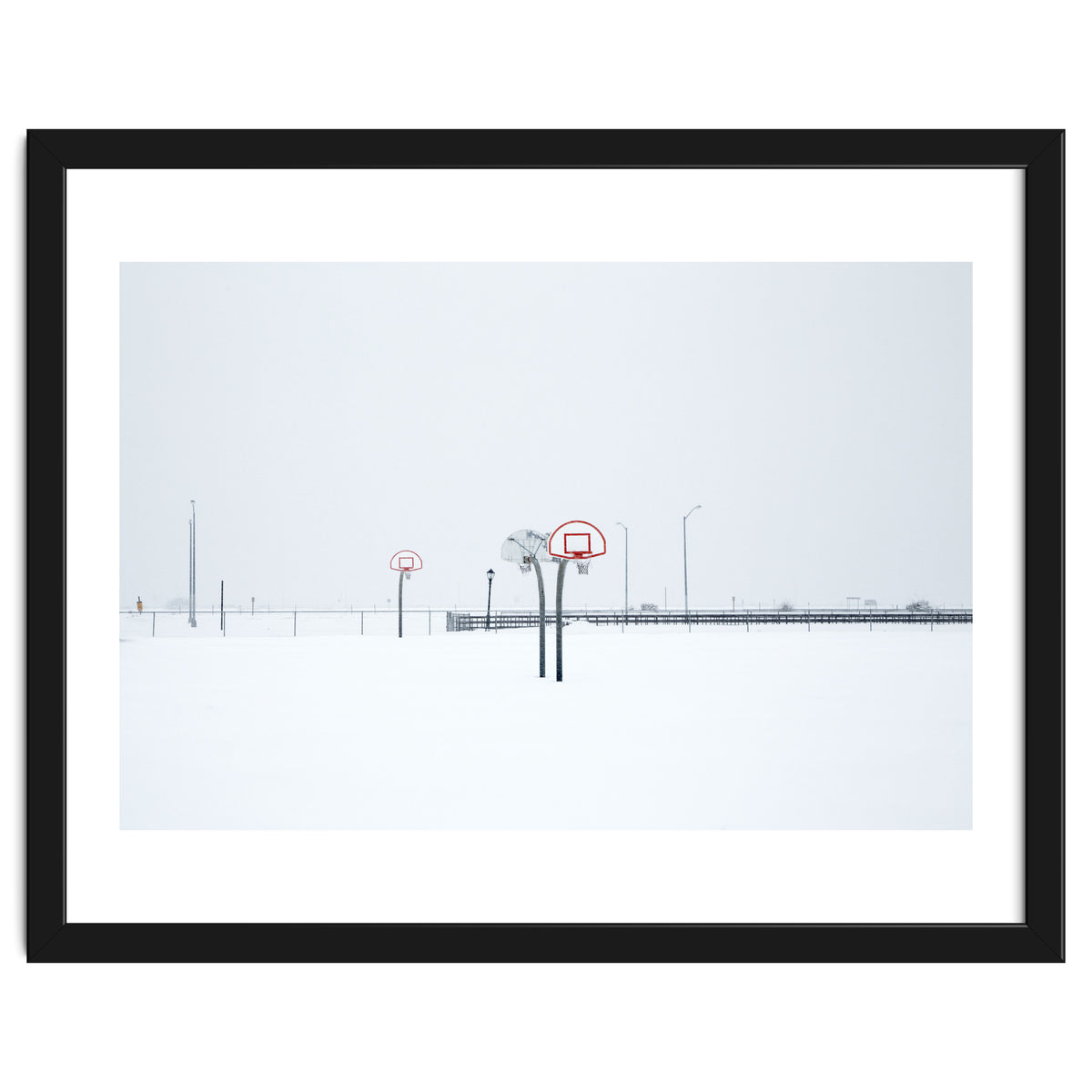 Snow-covered Basketball court