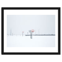 Snow-covered Basketball court