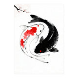 Yin Yang Koi Fish, Black and White Japanese Ink Painting Zen Wall Art, Yin Yang, YIN & YANG (Print Only) thumbnail