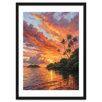 Impressionist Tropical Sunset Over Paradise Island