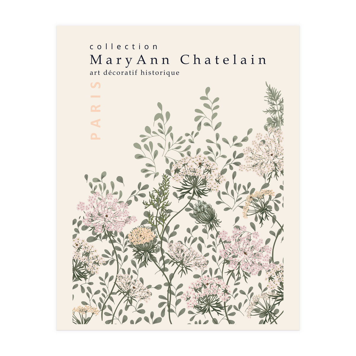 Historic decorative art Paris Queen Anne's lace (Print Only)