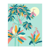 Drawn To The Moon, Stork Heron Flamingo Birds, Tropical Pastel Wildlife Forest Nature, Animals Jungle Bohemian Eclectic Fly (Print Only) thumbnail