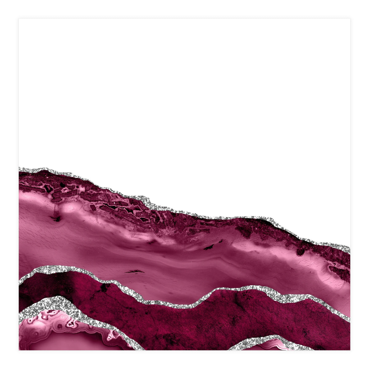 Burgundy & Silver Agate Texture 10 (Print Only)