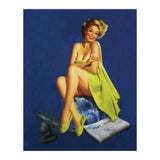Sexy Pinup Posing With Green Towel (Print Only) thumbnail