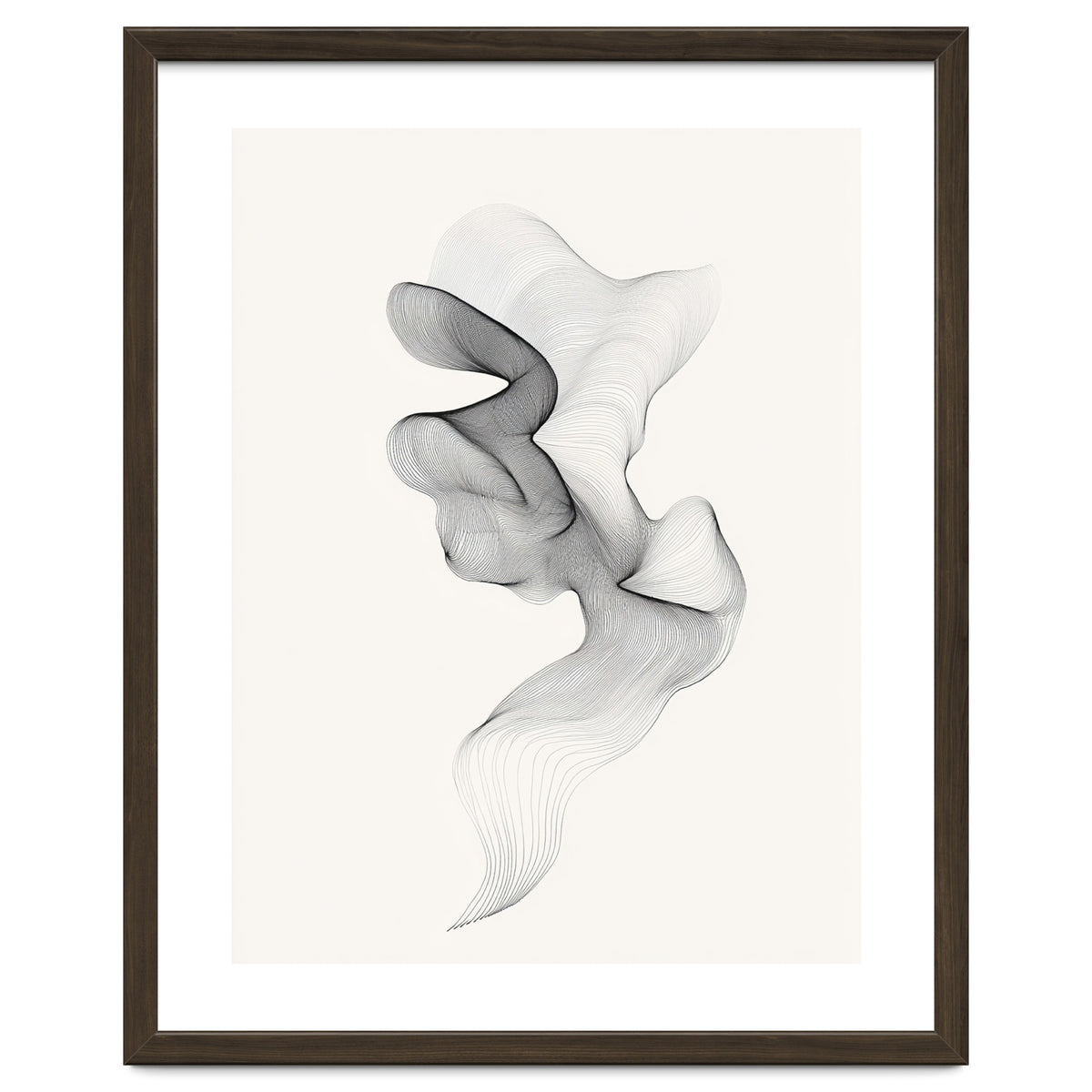 Abstract Black And White Swirling Lines Flowing Form