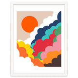 Head In The Clouds, Positivity Nature Sunrise Sunset, Sky Bohemian Comic Retro Eclectic Illustration thumbnail