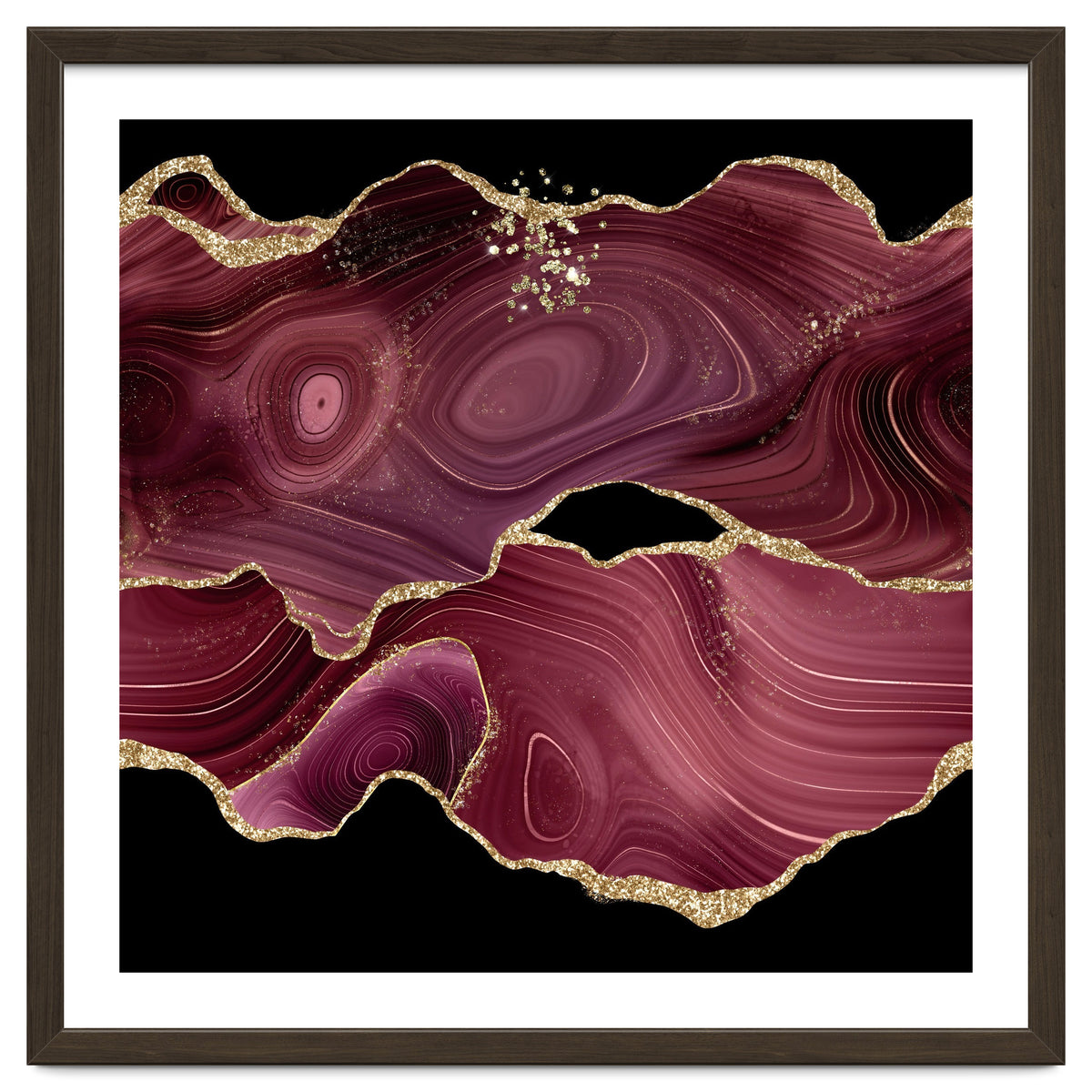 Burgundy & Gold Glitter Agate Texture 03