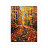 Sun-Drenched Golden Forest Path with Vibrant Autumn Foliage (Print Only) thumbnail