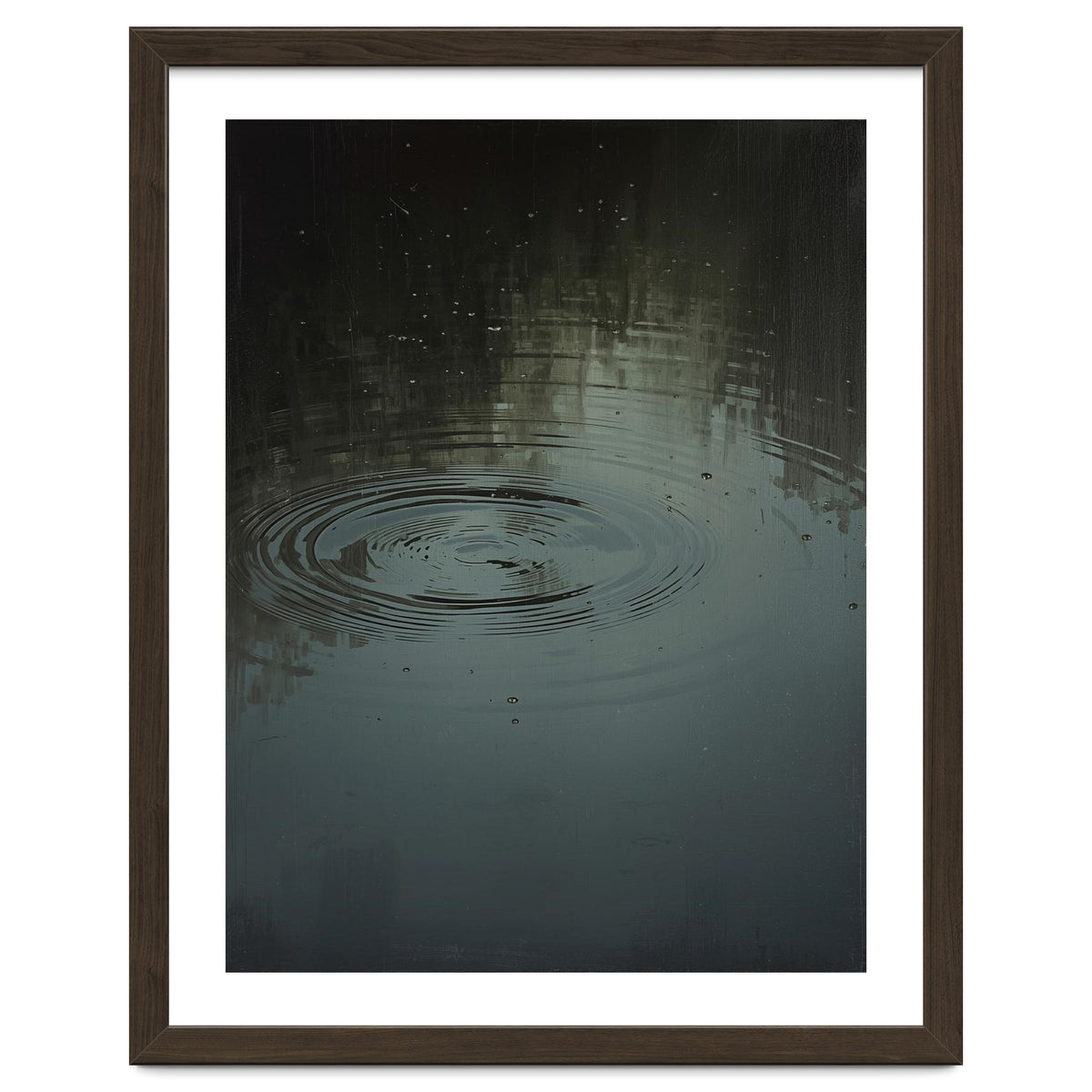 Moody Rain Puddle Ripples Oil Painting