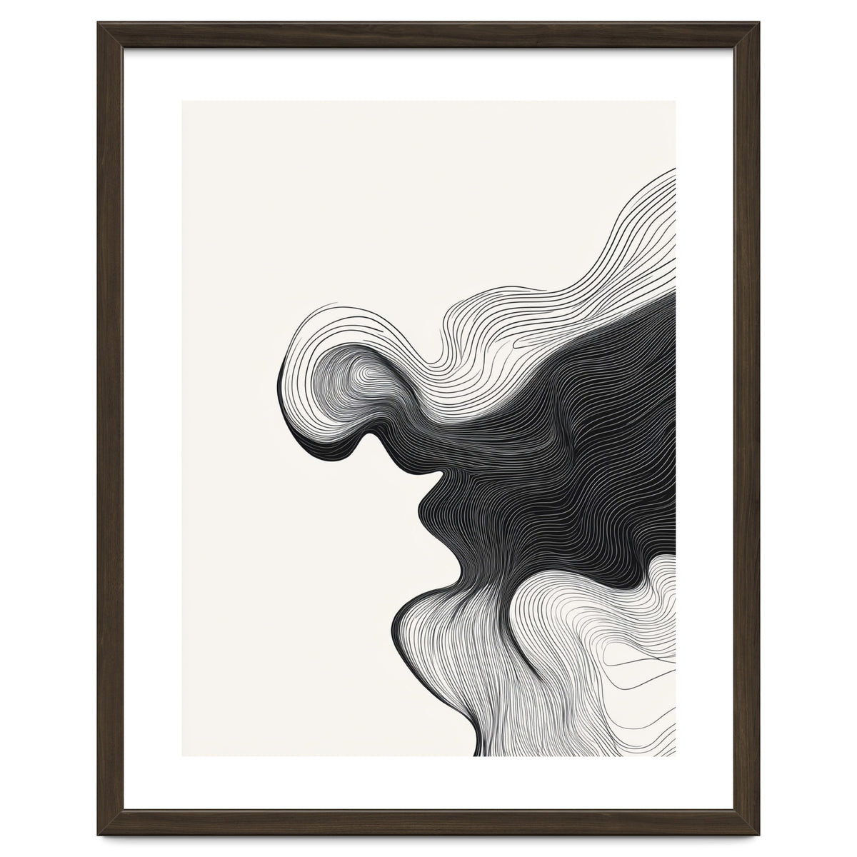 Abstract Black And White Wavy Lines Flowing Organic Shape