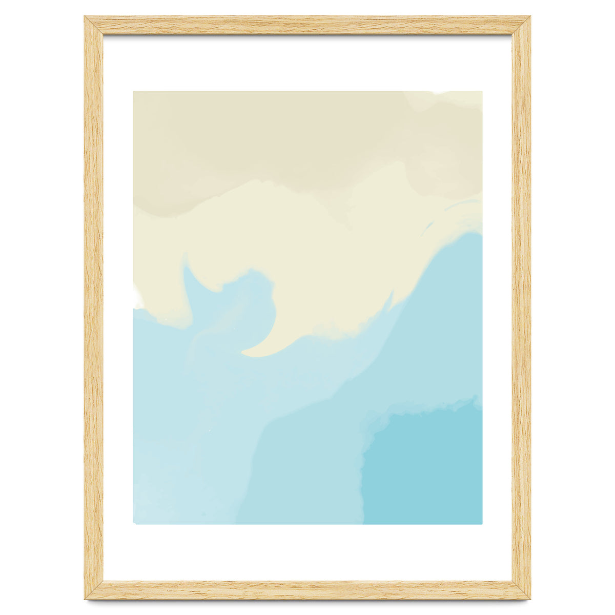 Mellow, Abstract Powder Blue Pastel Pearl Painting, Modern Simple Minimal Waves