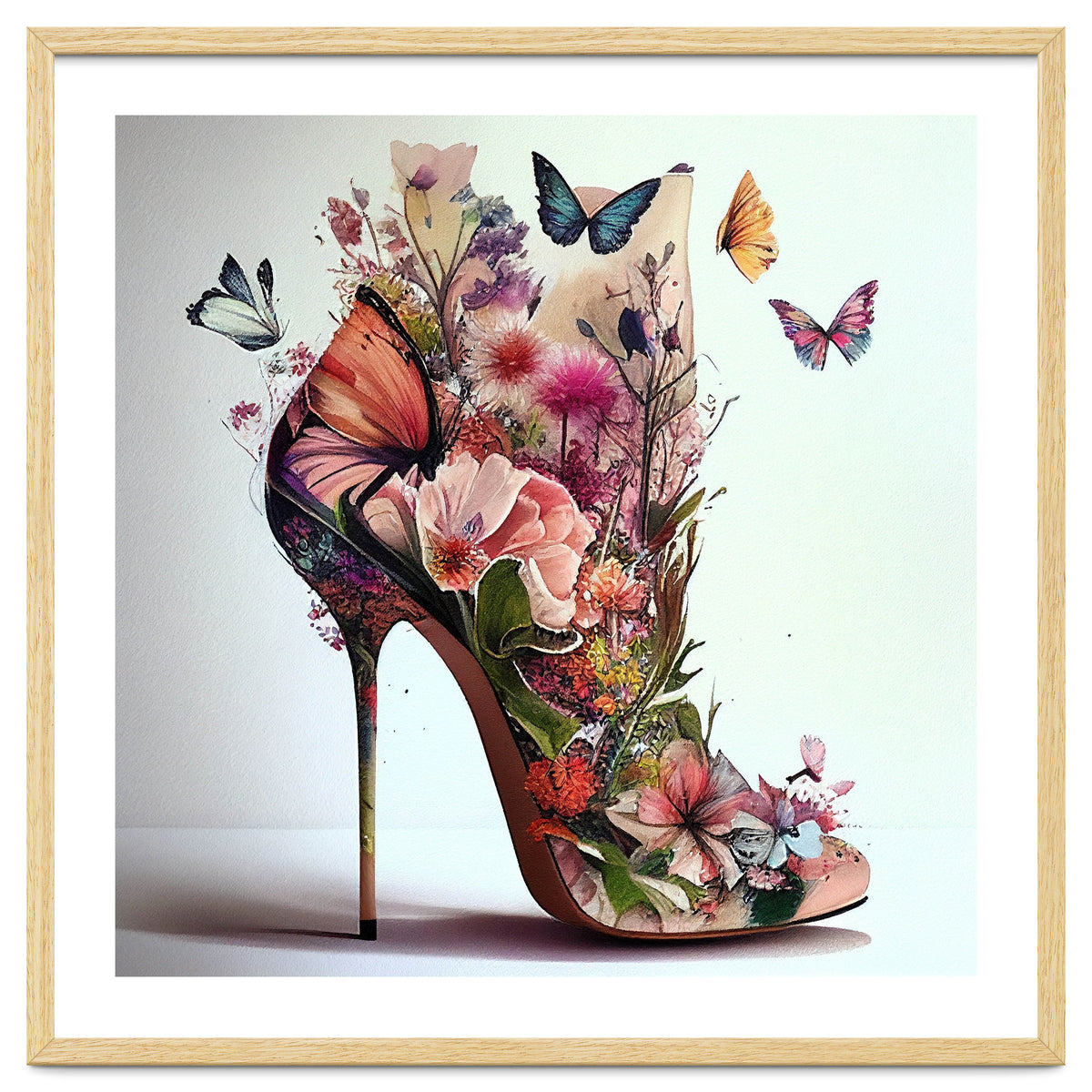 Floral Stiletto With Butterflies