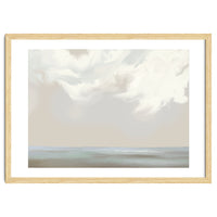 Abstract muted sea and clouds oil painting