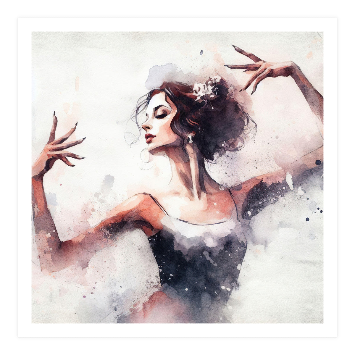 Elegant Ballet Dancer Portrait In Motion (Print Only)