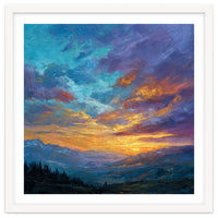 Ethereal Alpine Sunset Over Distant Peaks