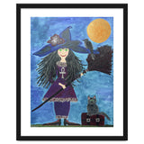 Cassandra, the Little Witch, with Merlin, the cat, and Circe, the Raven thumbnail