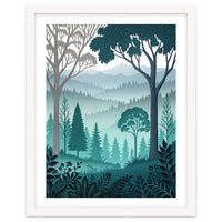 Vibrant Silhouettes in the Misty Teal Highlands