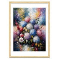 Vibrant Summer Hydrangea Bouquet Heavy Impasto Oil Painting